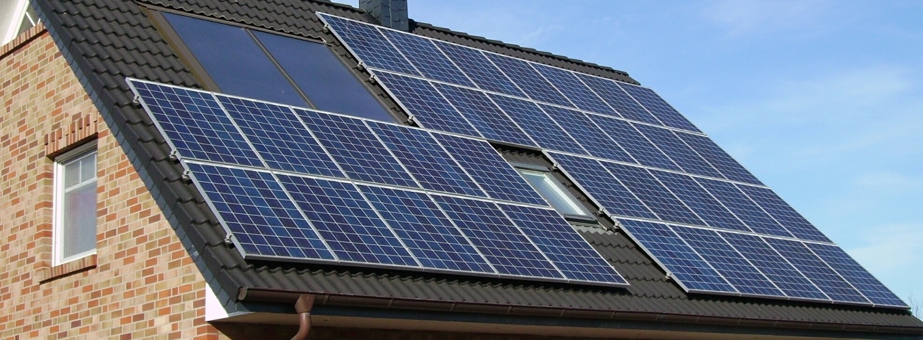 Solar panels on a steep roof